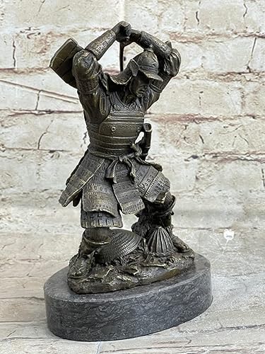 EUROPEAN BRONZE Escultura de bronce hecha a mano, guerreros y soldados guerreros samuráis japoneses