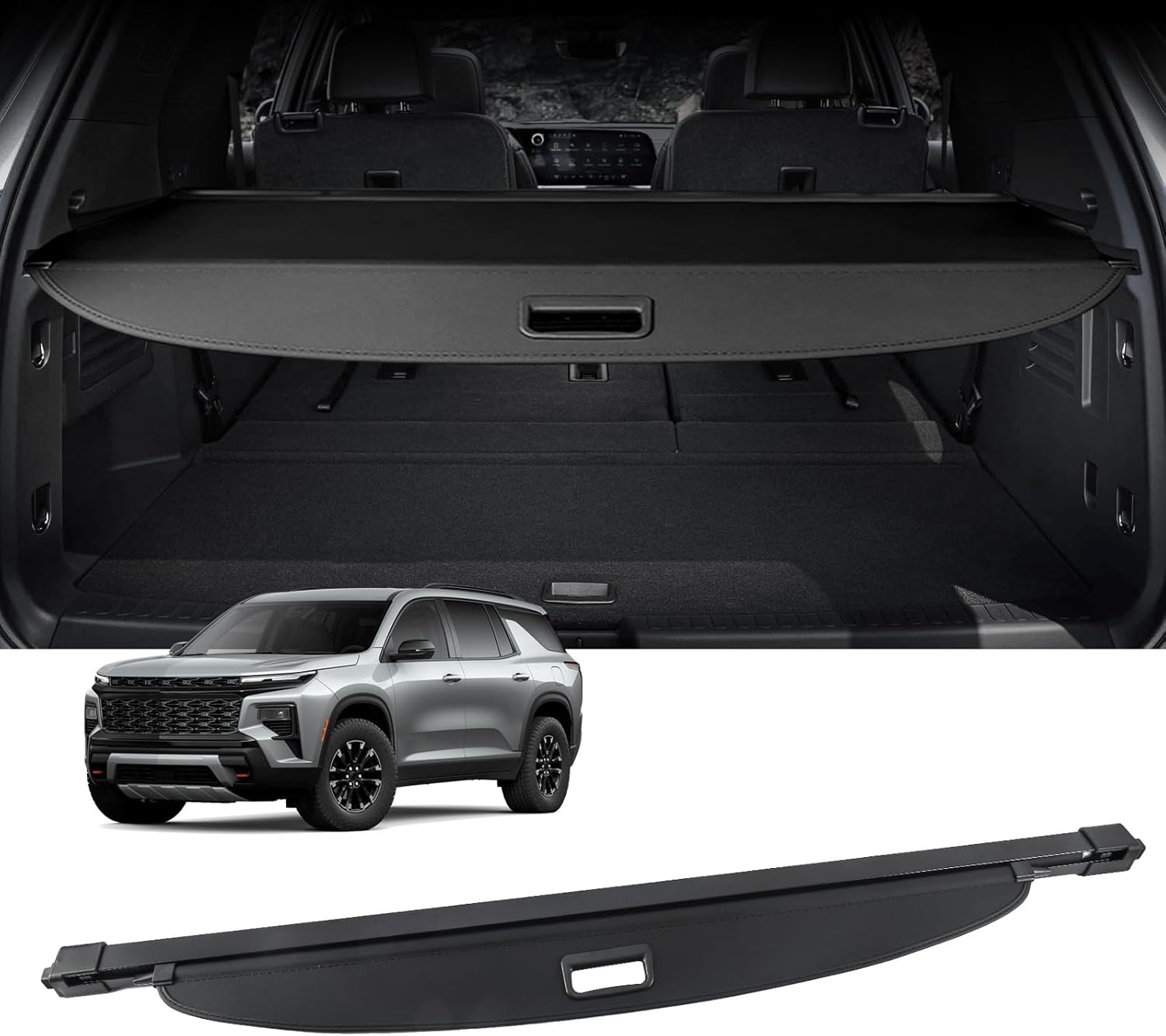 Retractable Rear Cargo Luggage Security Shade Cover for Chevy Traverse 2018-2024 Waterproof Anti-Peeping Security Screen