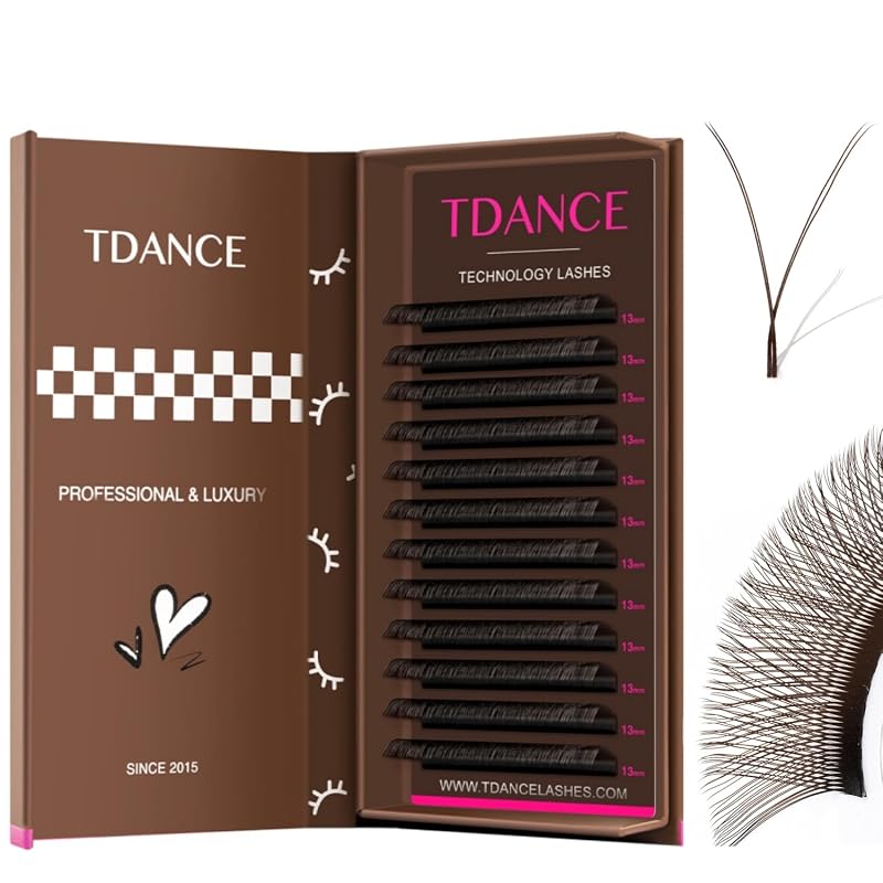 Extensões de Cílios TDANCE YY Marrons Pré-Montadas, Curvatura C, 0,07, 8–15 mm