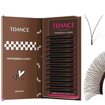 TDANCE YY Brown Lash Extensions Premade Volume Lash Fans Eyelash ExtensionsYY-Brown-0.07-C,8-15 mm