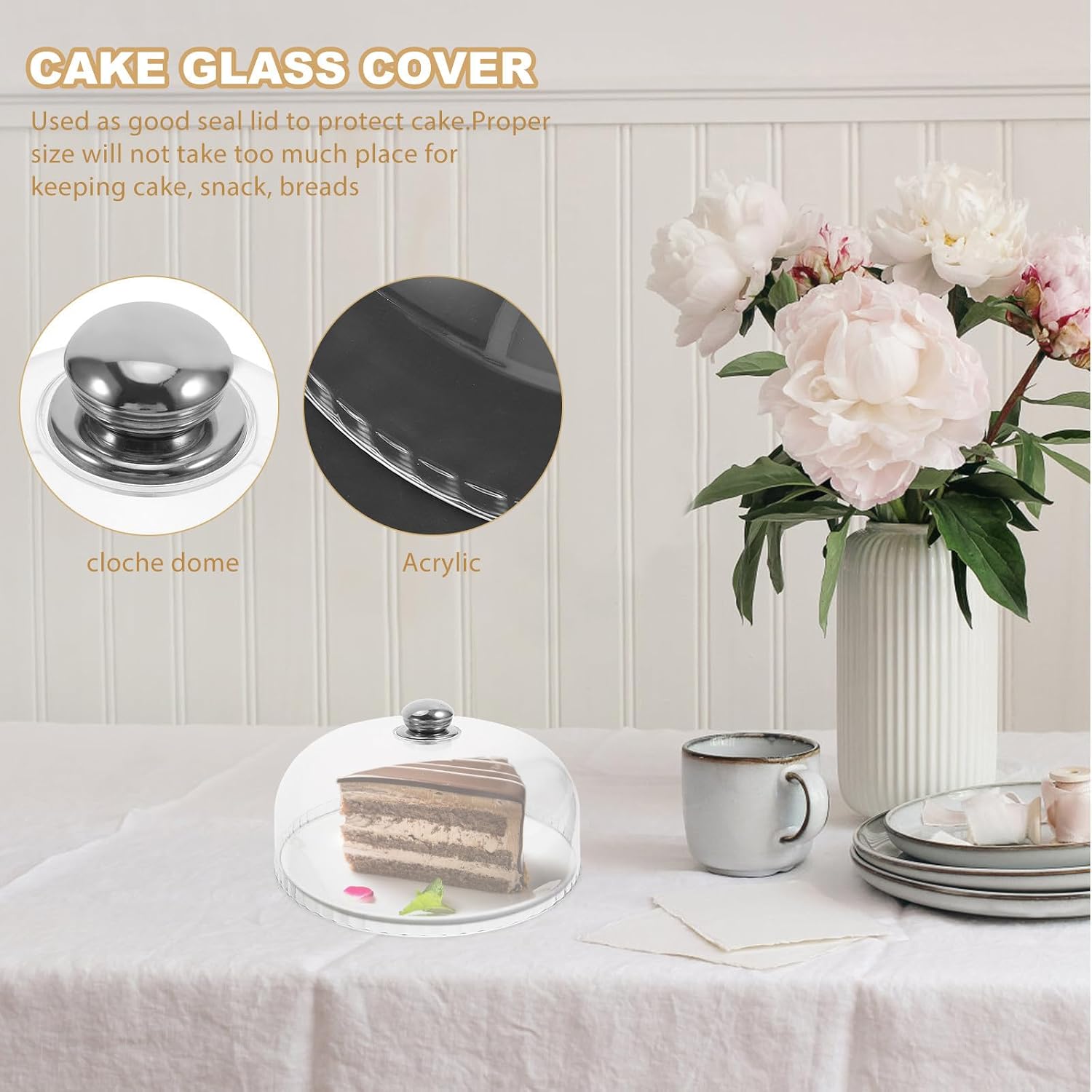 BESTOYARD Acrylic Cake Dome Cover for Cupcakes and Foods round Food Protector with Easy Viewing for Restaurant or Party Use for Cake Display and Protection