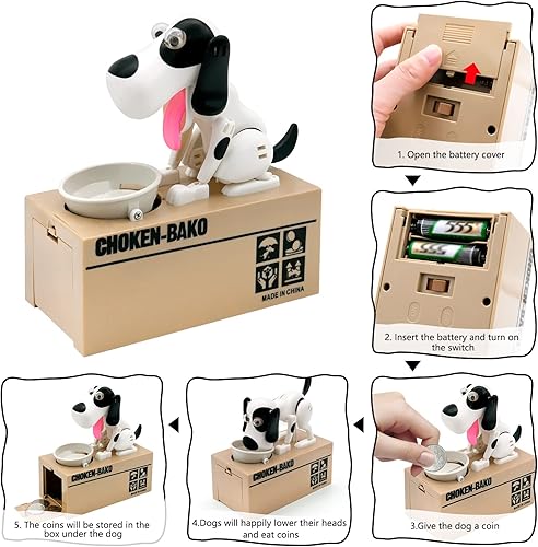 Miniatura 4 de Alcancía para perros por dinero real bonita alcancía para adultos alcancía real pequeña alcancía de robo automático moneda robótica de regalo blanco