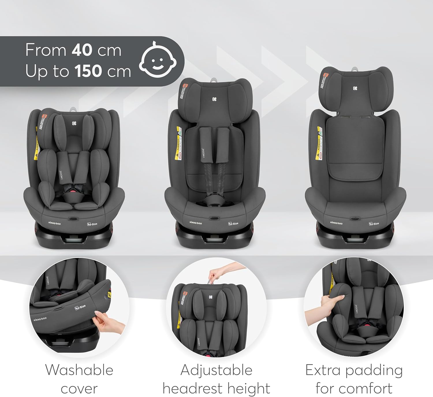 KikkaBoo i-Moove 2 i-SIZE Washable Cover and Padding