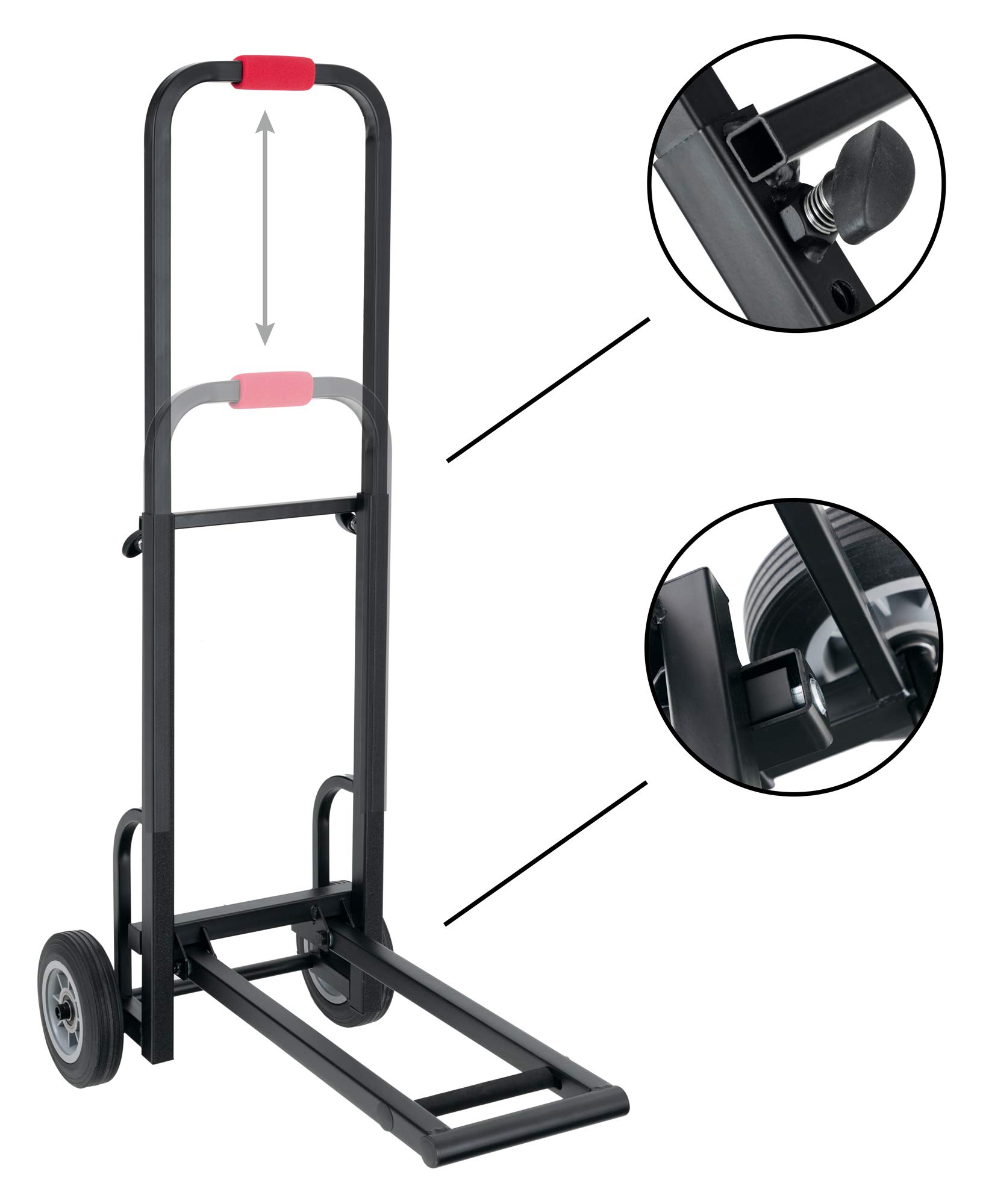 Stagecaptain SCS-40 MKII Sherpa Transportwagen - Sackkarre - Höhe: 68 cm - 103 cm - Länge: 60 cm - Belastbarkeit: max. 50 kg - Gewicht: 5,9 kg - schwarz