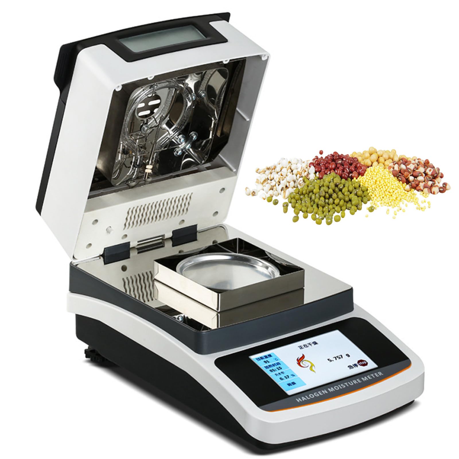 Analizador de humedad de grano de secado rápido, analizador automático de humedad de laboratorio, pantalla LCD, control de temperatura