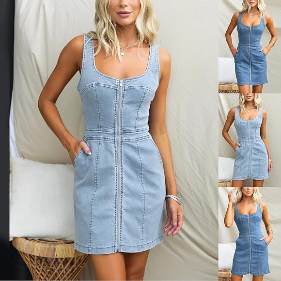 Jeans kleid träger Clearance