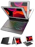 MMK for iPad 6th Generation Case with Keyboard | Compatible with iPad 5th Gen (2017) & iPad Air (1st, 2th Gen | 2013, 2014) & iPad Pro 9.7 inch (2016) | 10 Color Backlight & 360 Rotation-Black
