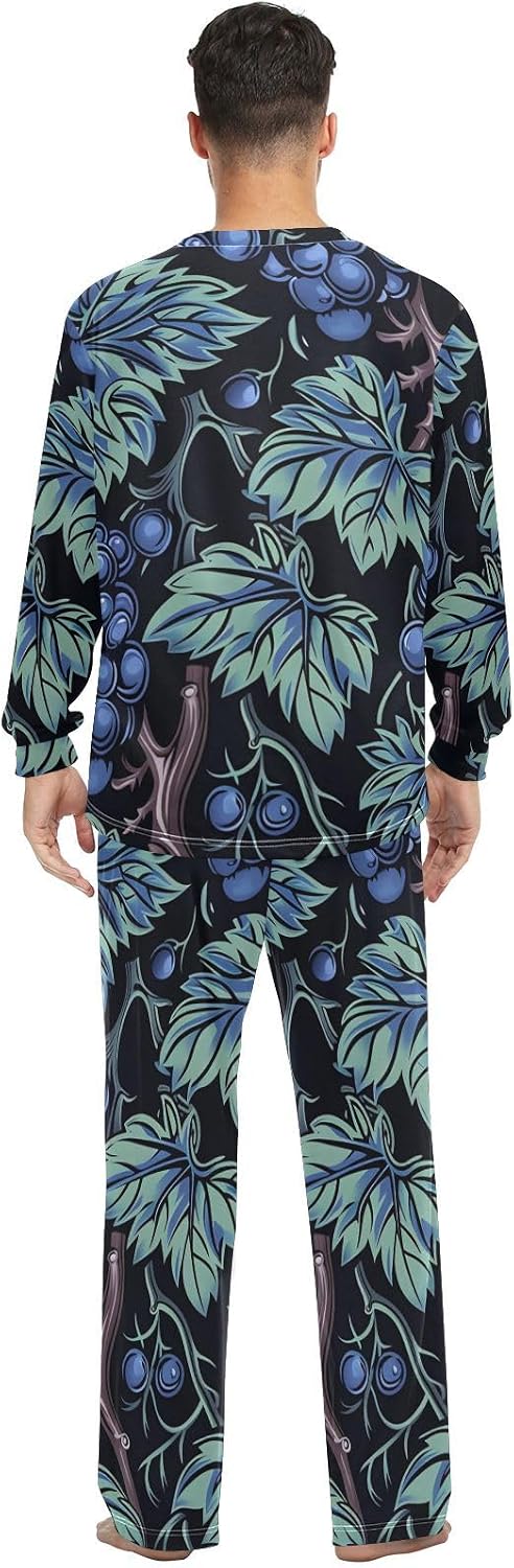 Couple Pajama Sets William Morris Grape Blue PJs for Men Women Two Piecing Set Pijamas image 2