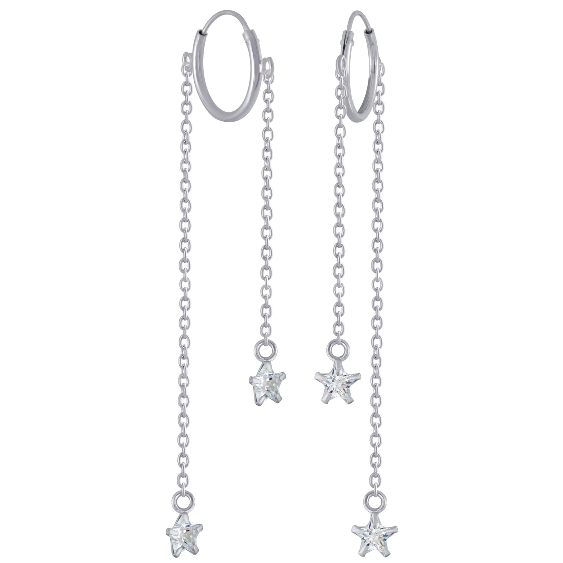 Via Mazzini 92.5-925 Sterling Silver Crystal Star Charm 12mm Hoop Front-To-Back Earrings for Women and Girls (ER1634_1) (B07V6BQLWF) Amazon Price History, Amazon Price Tracker