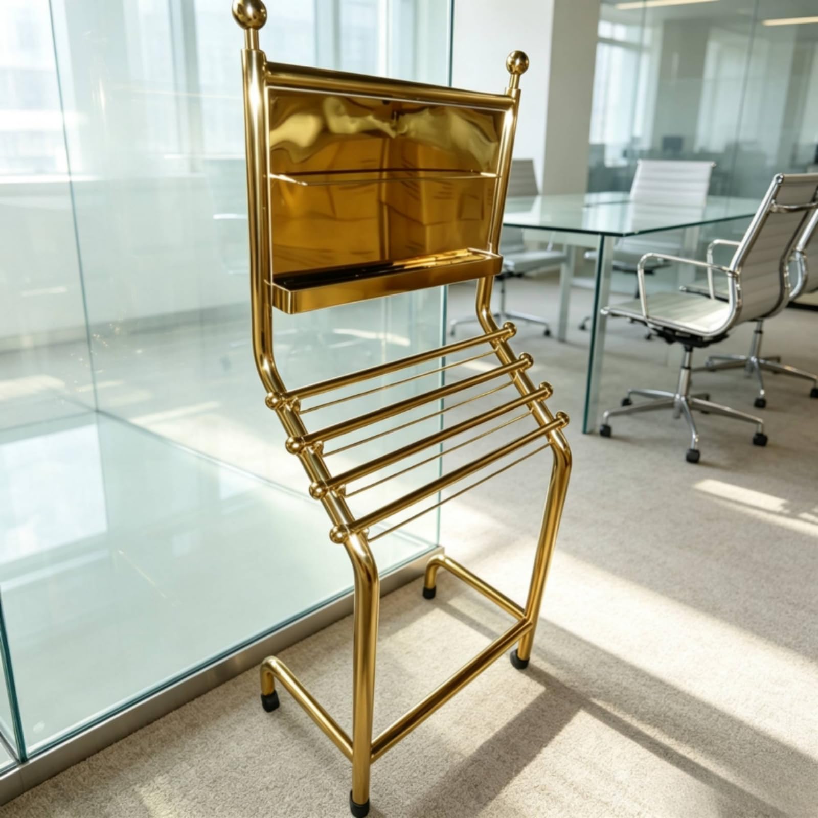 Revistero Pie con Ruedas Dorado Revistero Pie Elegante Mueble para Bibliotecas