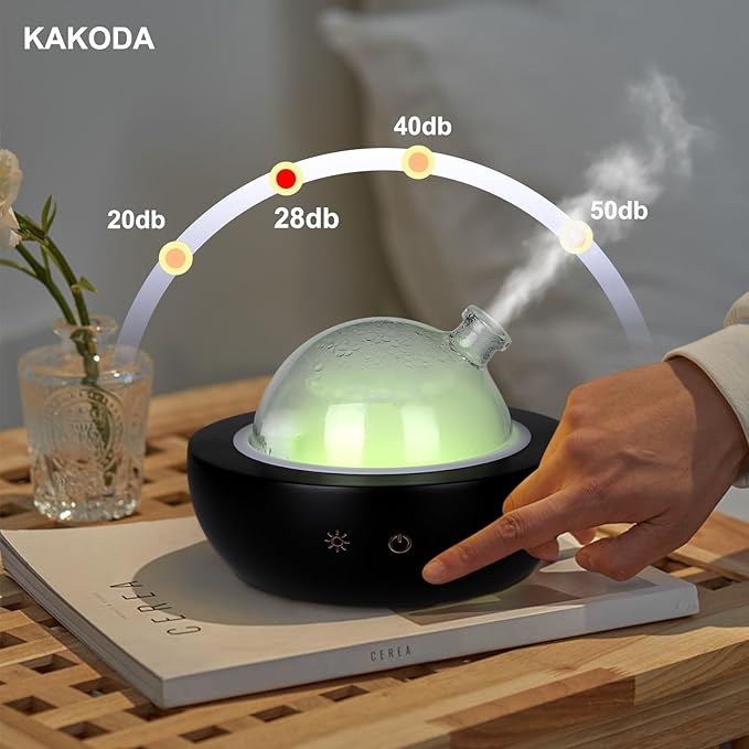 Difusor de Aromas Eléctrico de Vidrio con Base de Madera Negra miniatura 6