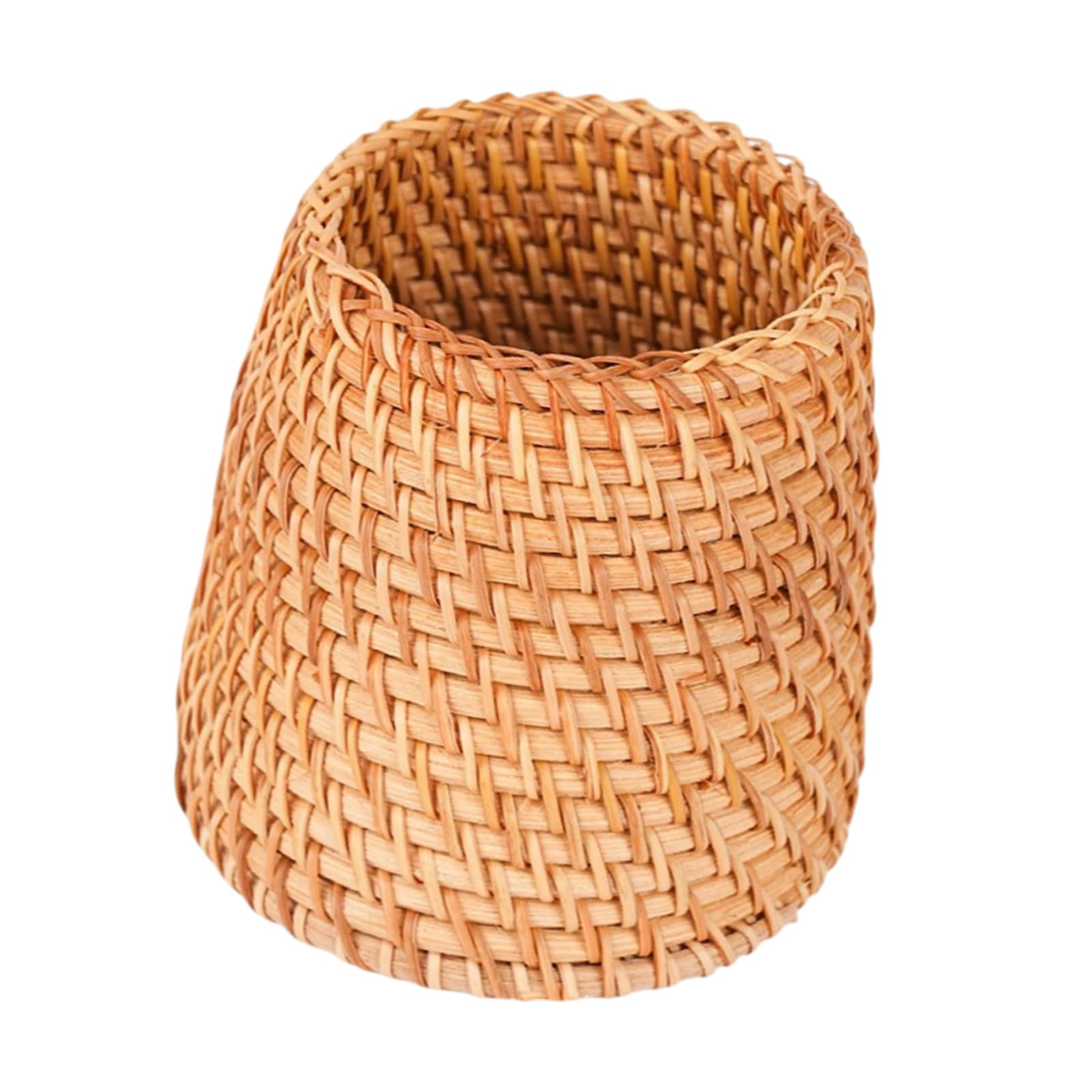 Msioytog Tapered Pen Holder Rattan Woven Desk Organiser Multipurpose Storage Container For Pens Scissors Paint Brush Cosmetics Tool And Art Supplies Stalk Desk Planner