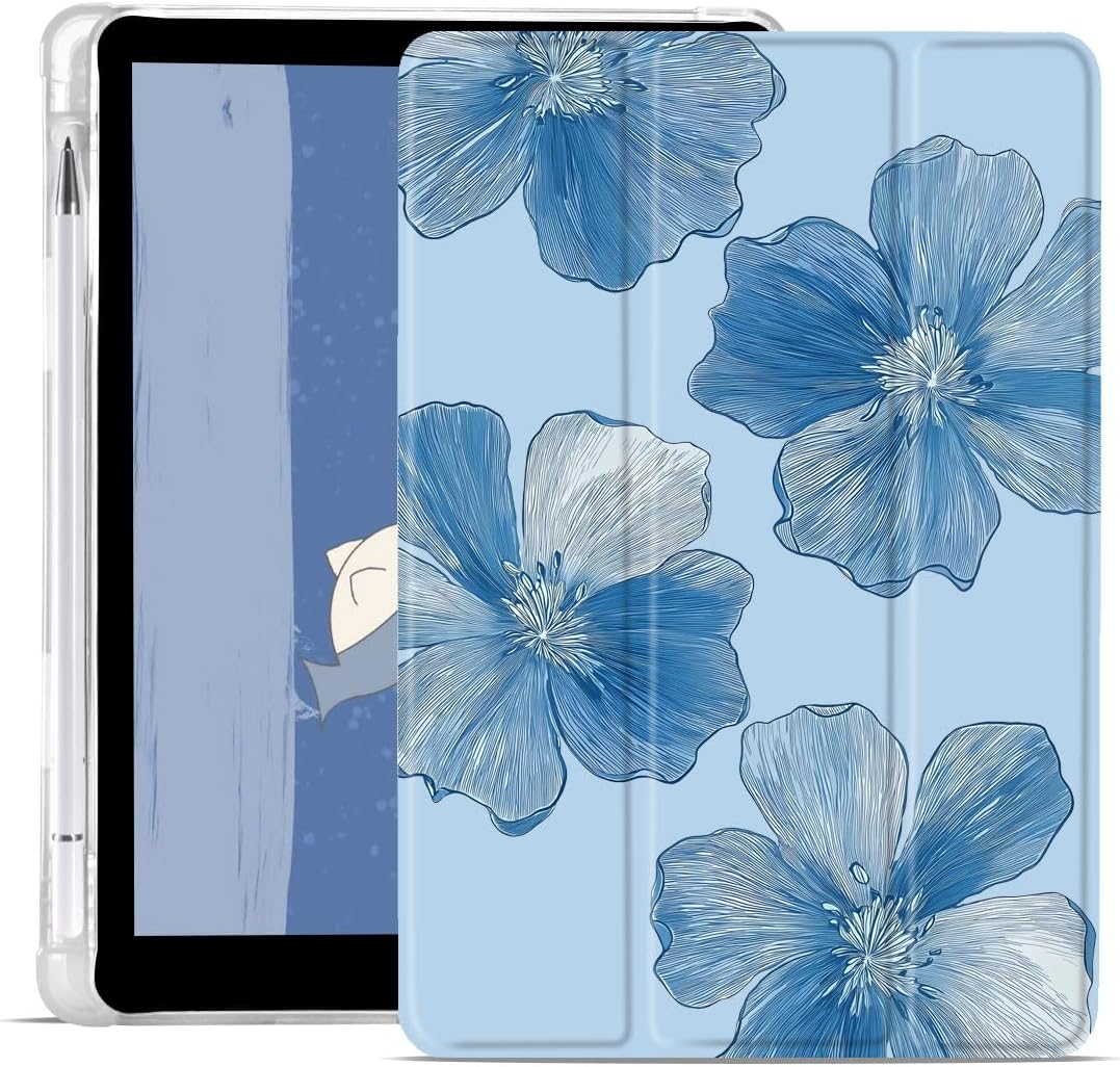 Cherry Blossoms Case for iPad A16 11th Generation 11" /iPad 10th Generation 10.9" Cute Floral Butterfly Trifold Stand Pink Leather Case with Pencil Holder Auto Wake/Sleep