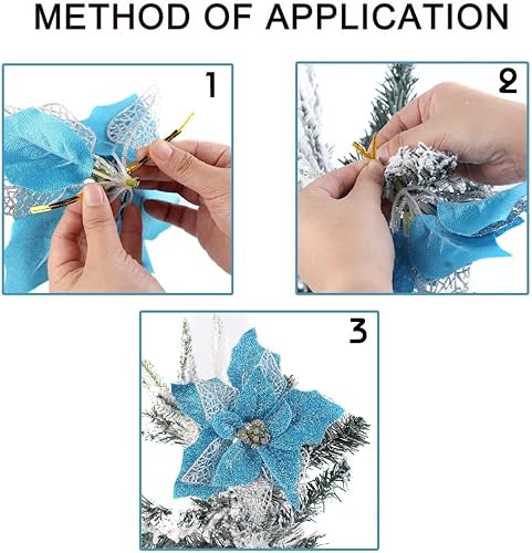 Miniatura 3 de Paquete de 12 adornos para árbol de Navidad con purpurina para árbol de Navidad, decoración de Navidad