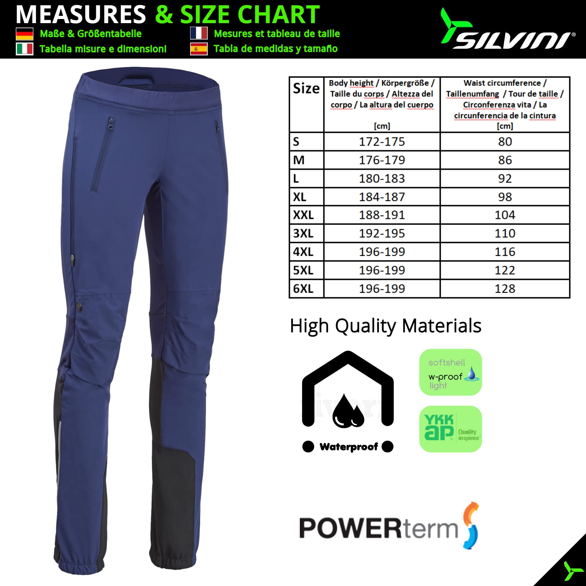 SILVINI SORACTE/SORACTE PRO Pantalon de ski de fond pour femme Pantalon softshell pour femme Pantalon de randonnée d'hiver pour femme Pantalon thermique pour femme Pantalon d'hiver pour femme Pantalon