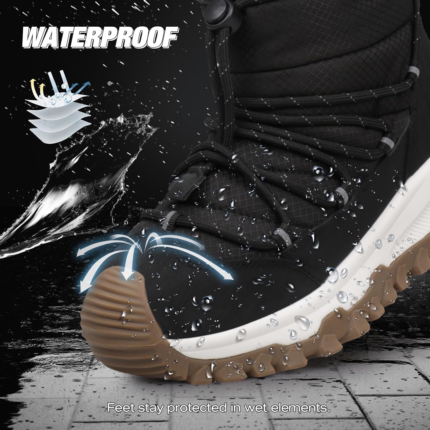 UOVO Kids Boys Girls Winter Snow Boots Shoes Waterproof Slip Resistant Fur Lined Hiking Sneaker Outdoor Boots （Little Kids/Big Kids）