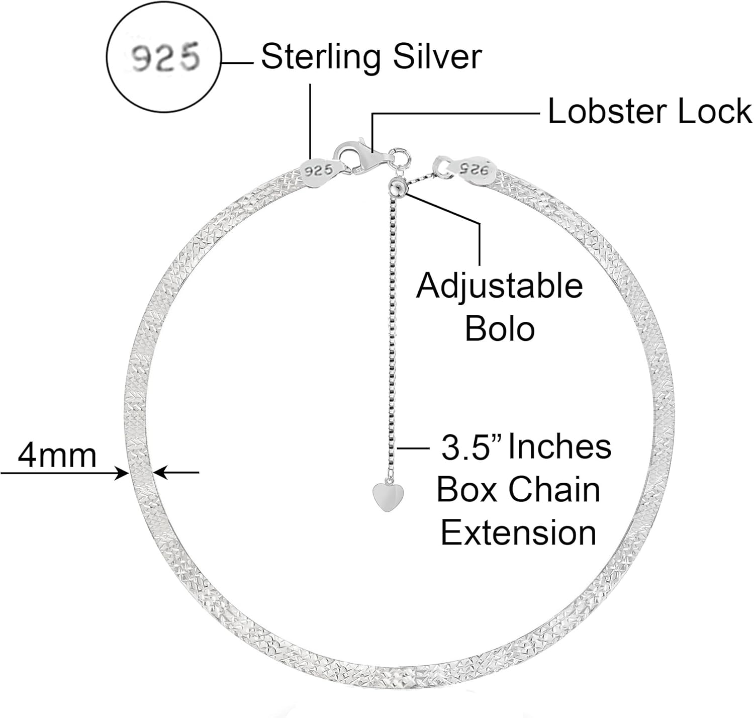Savlano 925 Sterling Silver 2MM, 4MM Diamond Cut Omega Reversible Necklace - 18K Gold Plated 2-Sided Adjustable 14-17.5 Inch Necklace for Women - Made in Italy