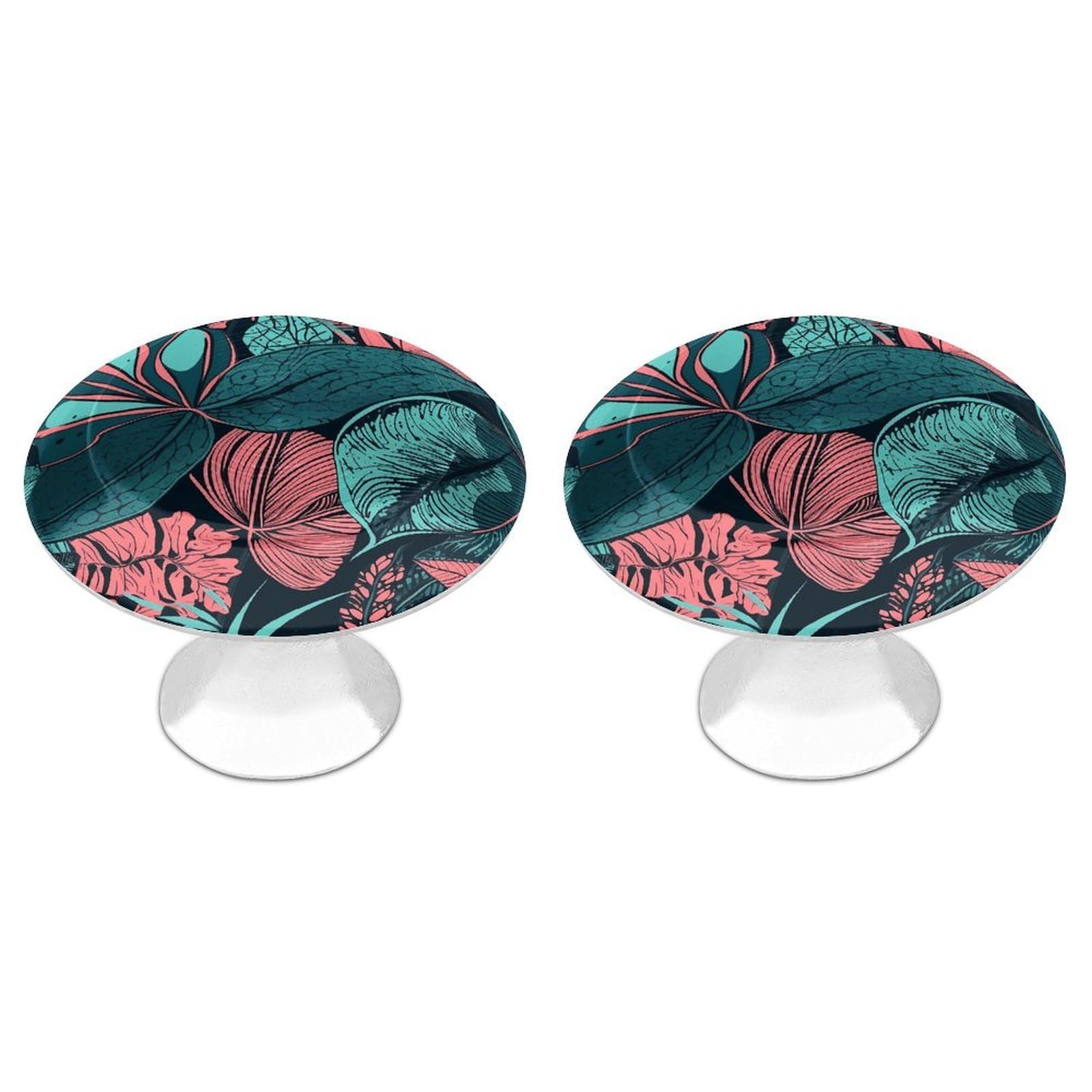 Btcowzrv Style Hand Drawn Tropical Leaves 2 Pack Cabinet Knobs Drawer Pulls