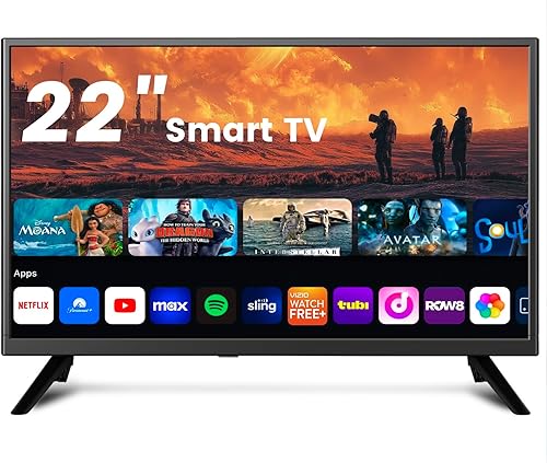 TV inteligente de 22 pulgadas, pantalla plana LED Full HD 1080p con TV ATSC, con HDMI USB integrado adecuado para cocina, habitación de niños,