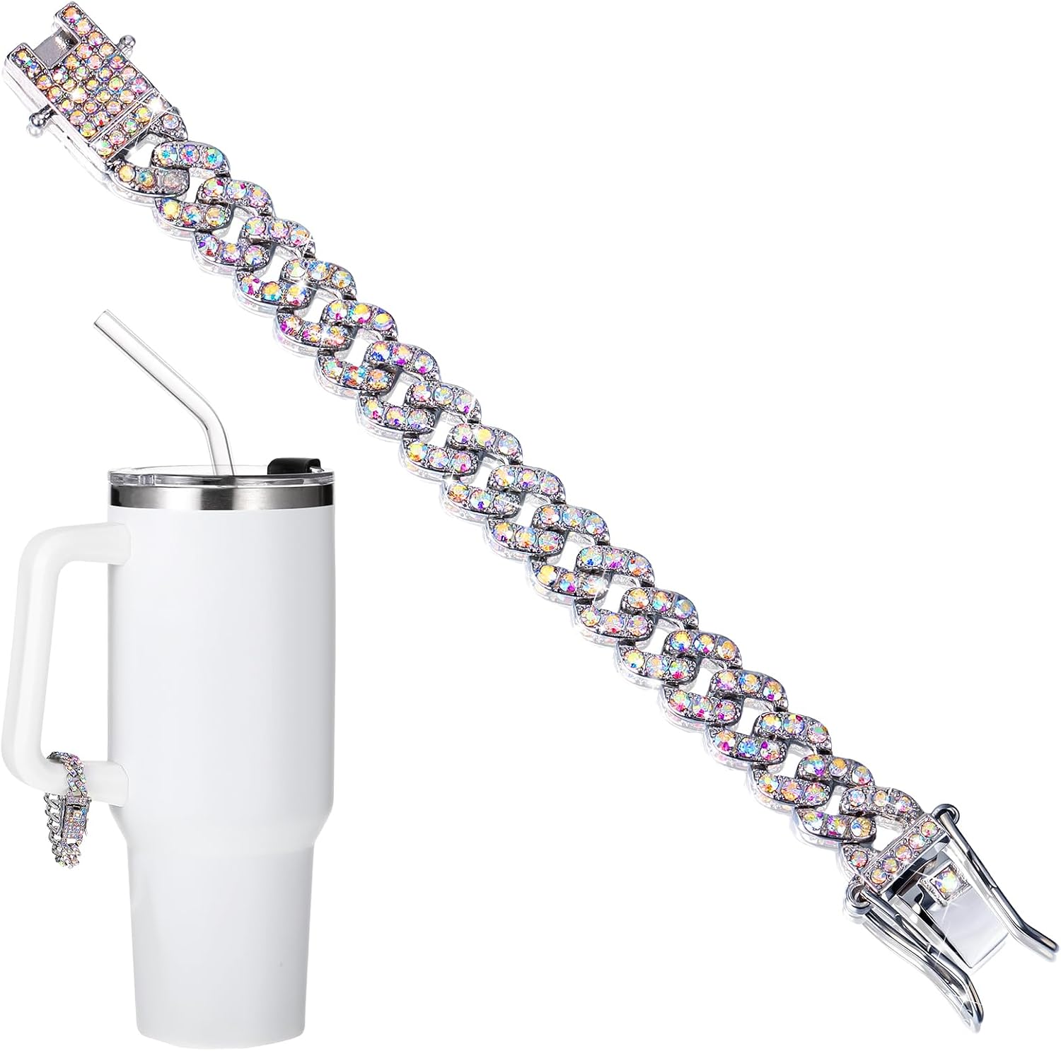 Batiyeer Diamond Charm Accessories Cup Tumblers Rhinestone Chain, Colorful
