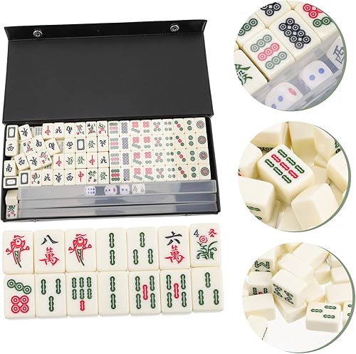 Miniatura 9 de Toyvian 2 juegos de mesa mahjong mahjong portátil mahjong mahjong tarjetas 2022 Mahjong azulejos chinos mahjong azulejo micro juguetes mini mahjong