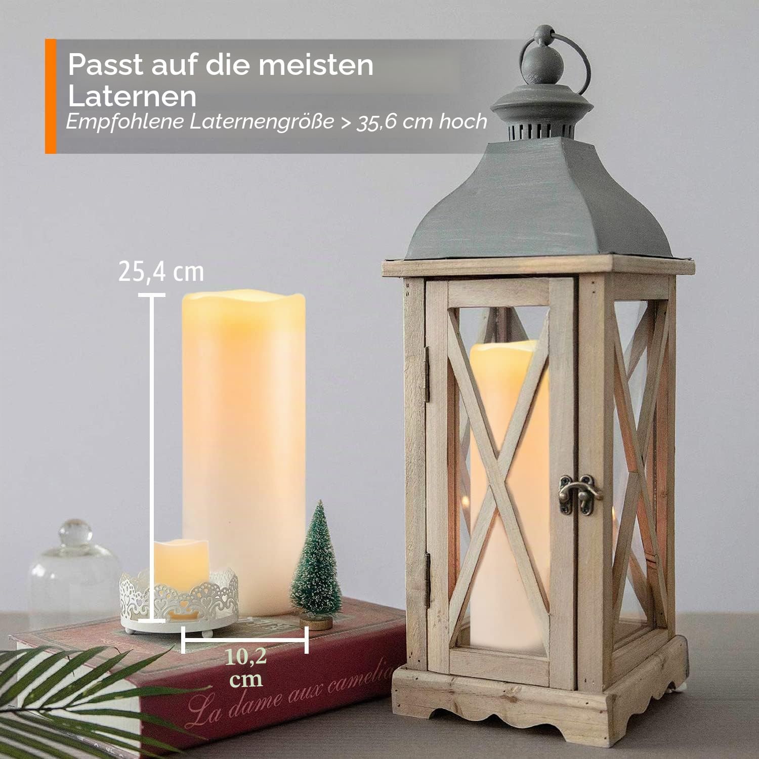 Homemory 24,2 cm X 10 cm Große LED Kerzen, Wasserdicht Outdoor mit Fernbedienung Timer Funktion LED-Stumpenkerzen, Elektrische, Flammenlose Stabkerzen, Langlebig, 2er-Set