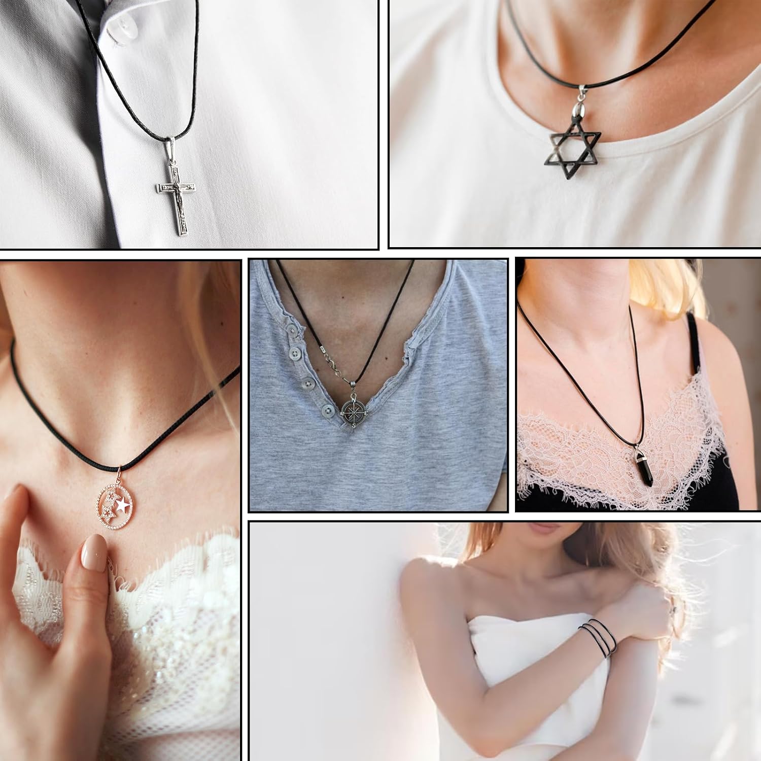 4 Pcs Black Cord Necklace, Men Waterproof Choker Necklace String With Clasp, Braided Rope Chain for Jewelry Making Men Women - Image 5