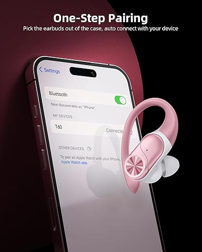 Miniatura 4 de PocBuds - Auriculares Bluetooth Inalámbricos con Estuche de Carga Inalámbrica, Pantalla Digital, 80 Horas de Reproducción, Diseño Deportivo con Oro