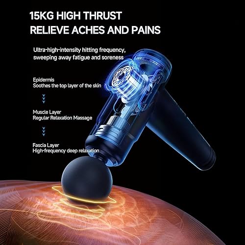 Miniatura 5 de Pistola de masaje muscular portátil de tejido profundo Masajeador de percusión de mano de 99 velocidades con pantalla LCD, motor silencioso, 6