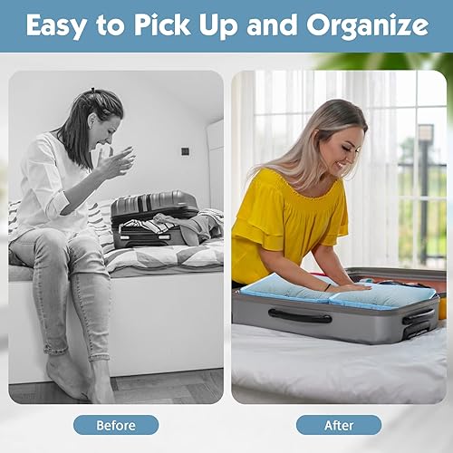 Miniatura 5 de Meowoo 8 cubos de embalaje reutilizables, impermeables, de gran capacidad, ligeros, de almacenamiento de viaje, organizador de equipaje con bolsa de