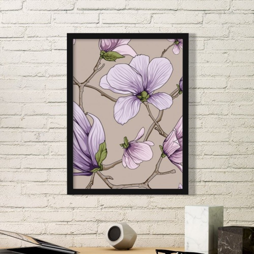 Cadre photo bois noir fleur violette pour habiller un mur vide