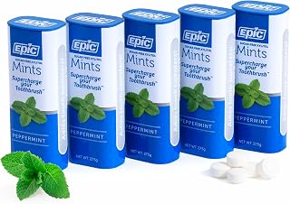 Epic 100% Xylitol Mints - Aspartame Free, Sugar Free - Peppermint Flavored Mints, 55 Pieces (Pack of 5)