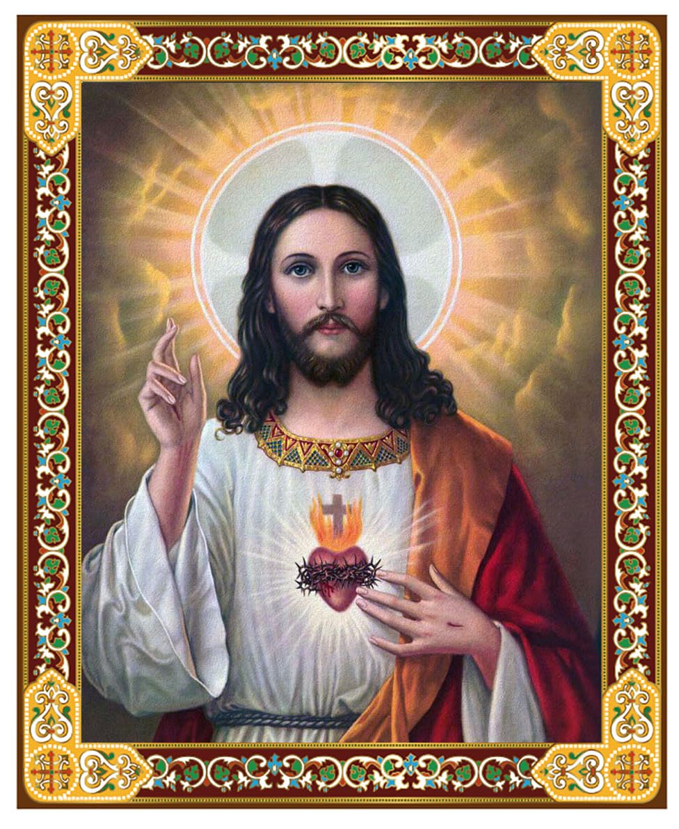 Needzo Sacred Heart Of Jesus Icon Catholic Wooden Pocket Size ...