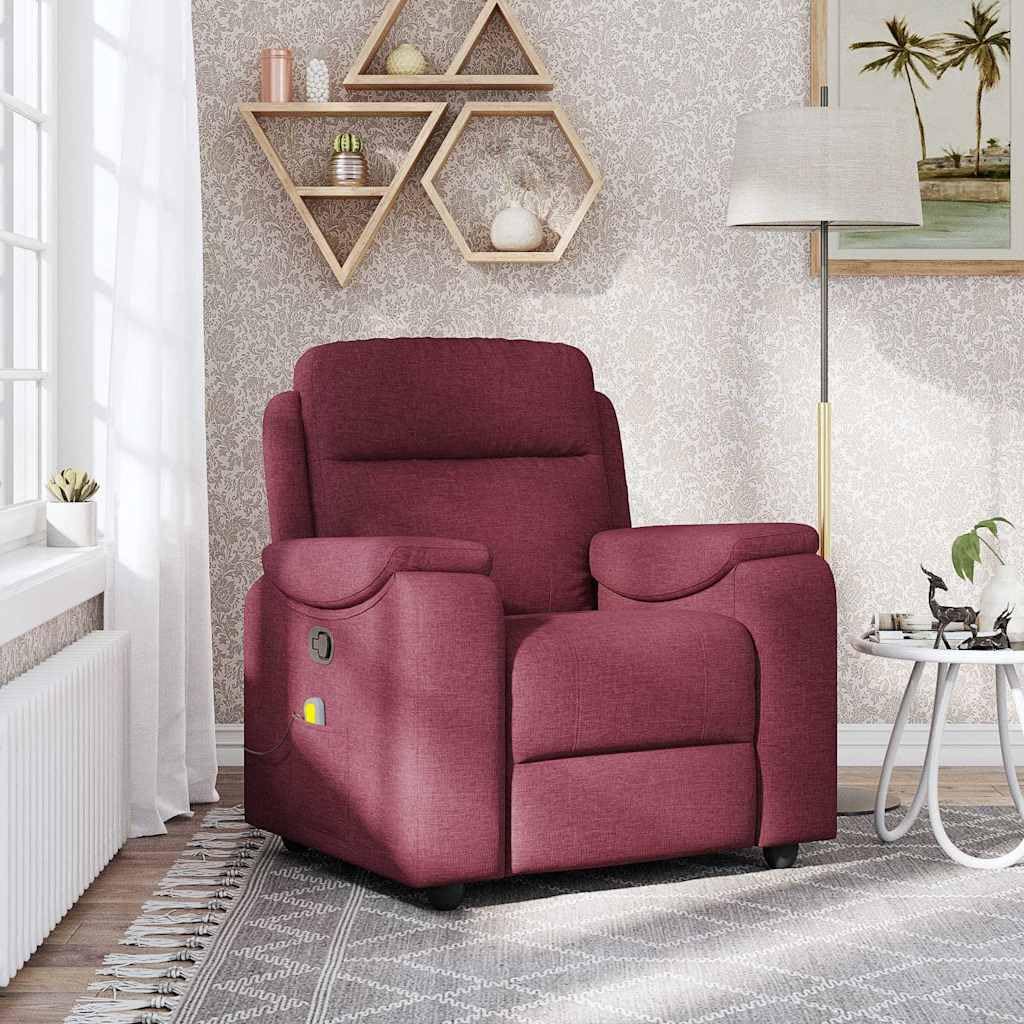 Fauteuil de massage inclinable bordeaux en tissu confort salon