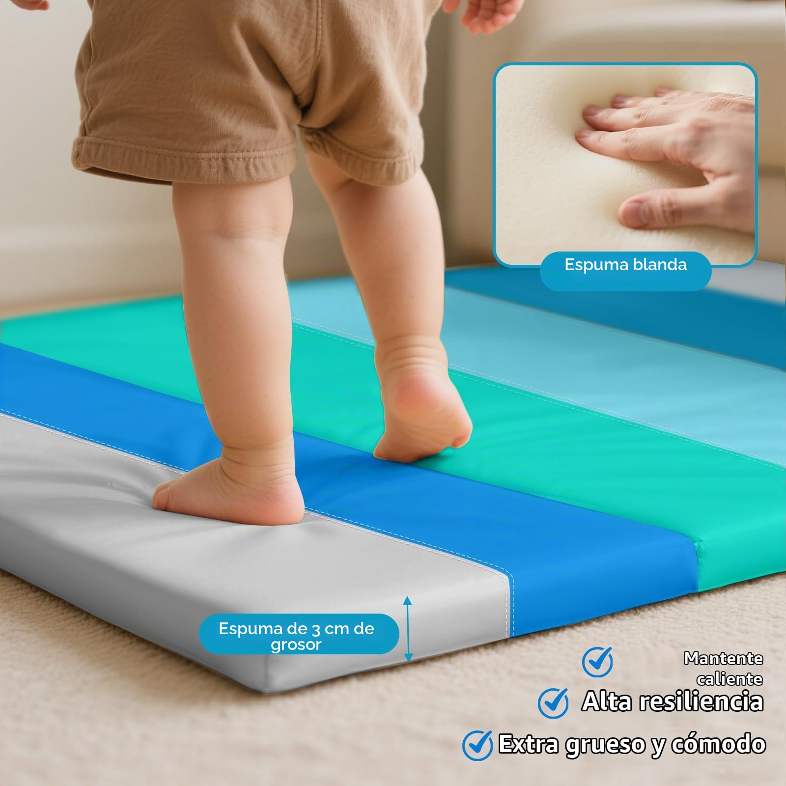 JungleDove Alfombra de Juego Plegable para Bebé de Espuma, Azul y verde