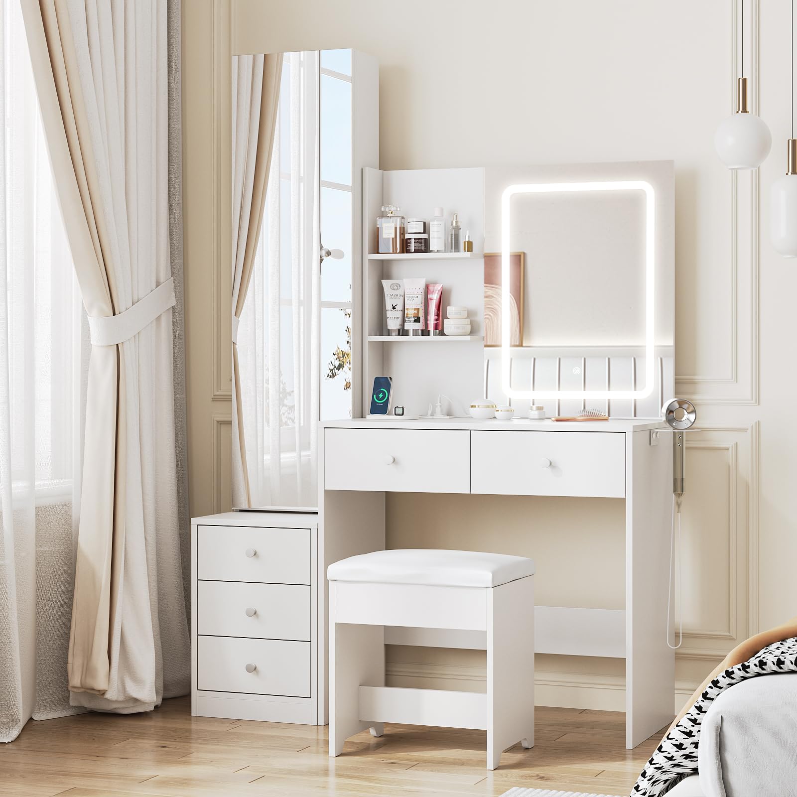 Maupvit Vanity Desk with Mirror Ascend: Elevate Your Makeup Routine with Maupvit Vanity Desk - Full Mirror & Lights