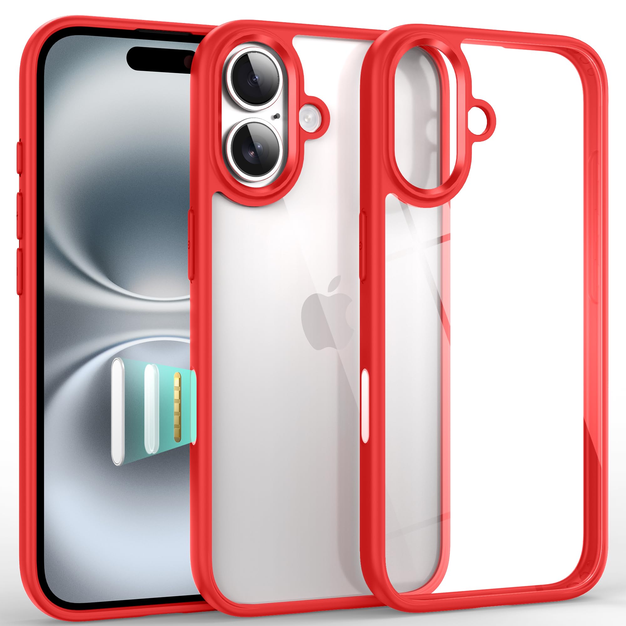 Supdeal Shockproof Clear Case for iPhone 16, [Camera Control Button] [10FT Military Drop Protection] Hard Clear Back Silicone Edge Four Corner Airbags