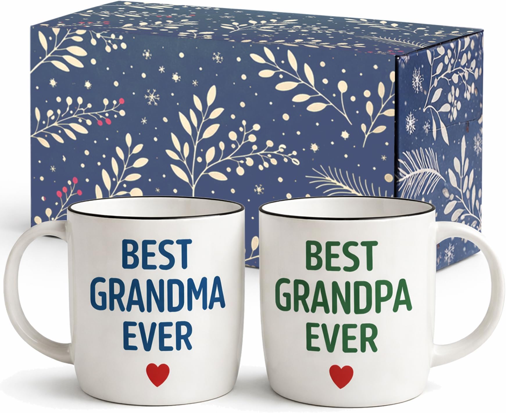 Triple Gifffted Worlds Best Grandparents Coffee Mugs for Grandma and Grandpa, Gifts Ideas From Grandkids, Grandchildren, New First Time Grandparent Announcement Christmas Valentines Day, Ceramic 380ml