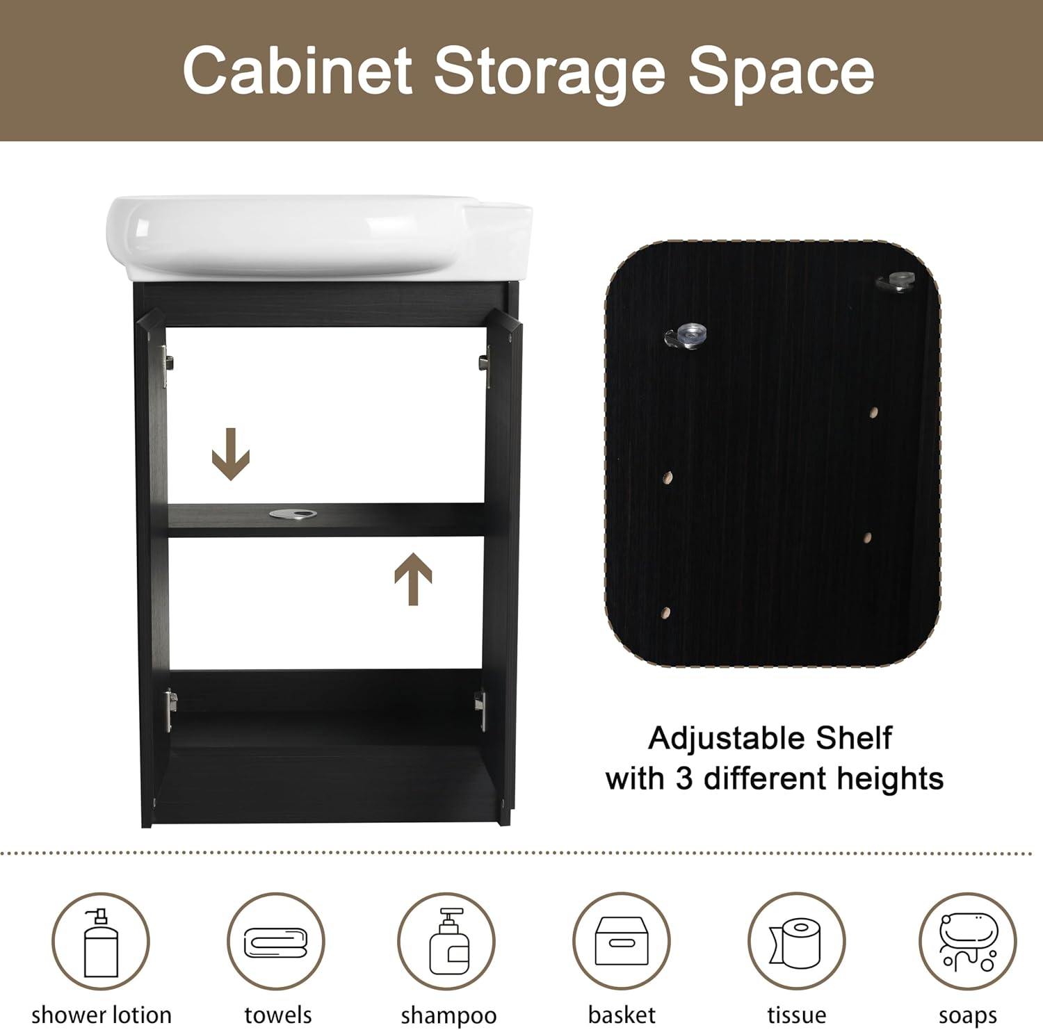 Malwee 23 Inch Freestanding Bathroom Vanity with Sink, 23'' Floor Stand Bathroom Vanity Combo for Small Space, Modern Bath Cabinet Set with 2 Doors and Ceramics Basin Top, Ajustable Shelf.02923BCT