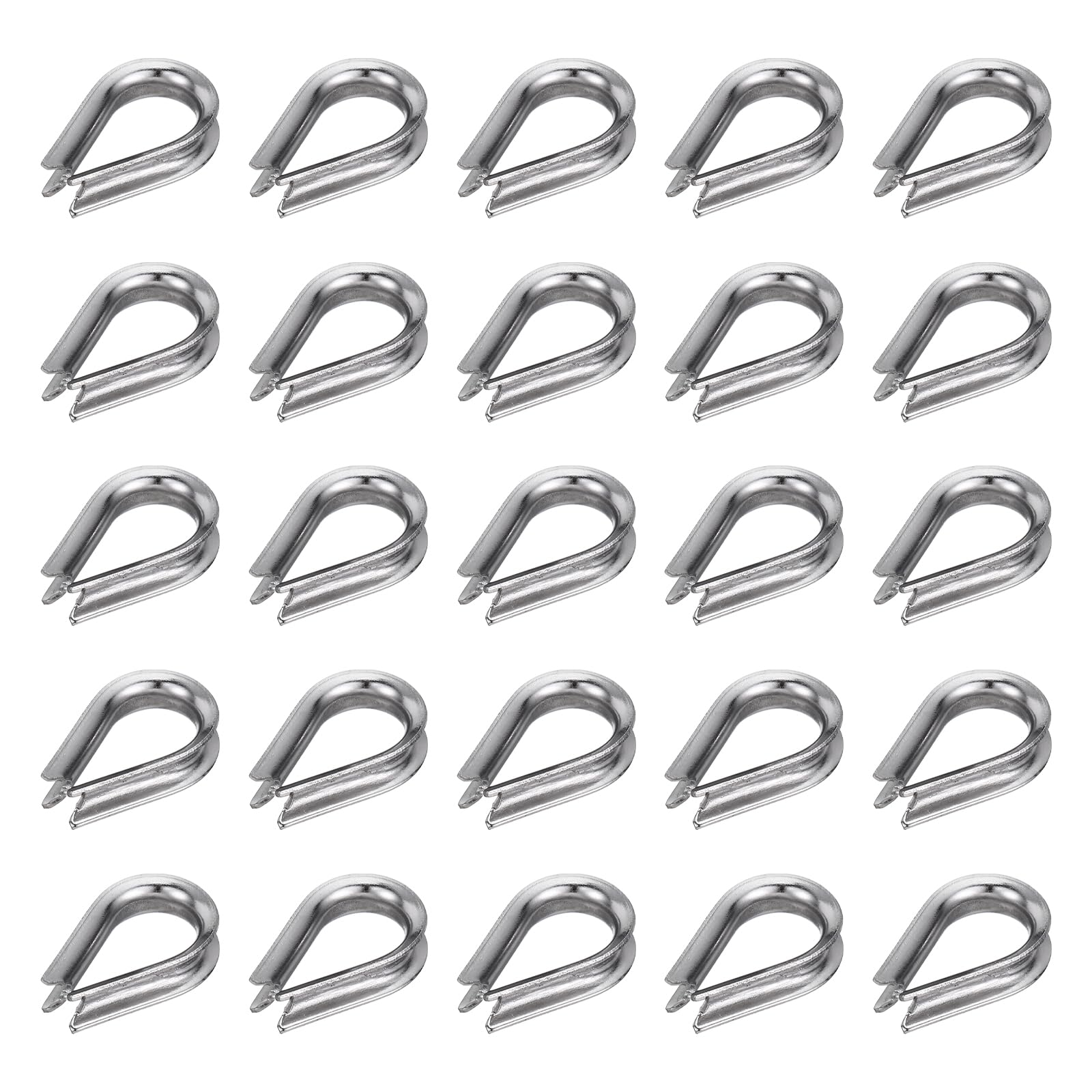 QUARKZMAN 25x Drahtseil Kauschen 19x12x4,5mm – Edelstahl 304, Innendurchmesser 3mm, Für M2 Seile, Silber