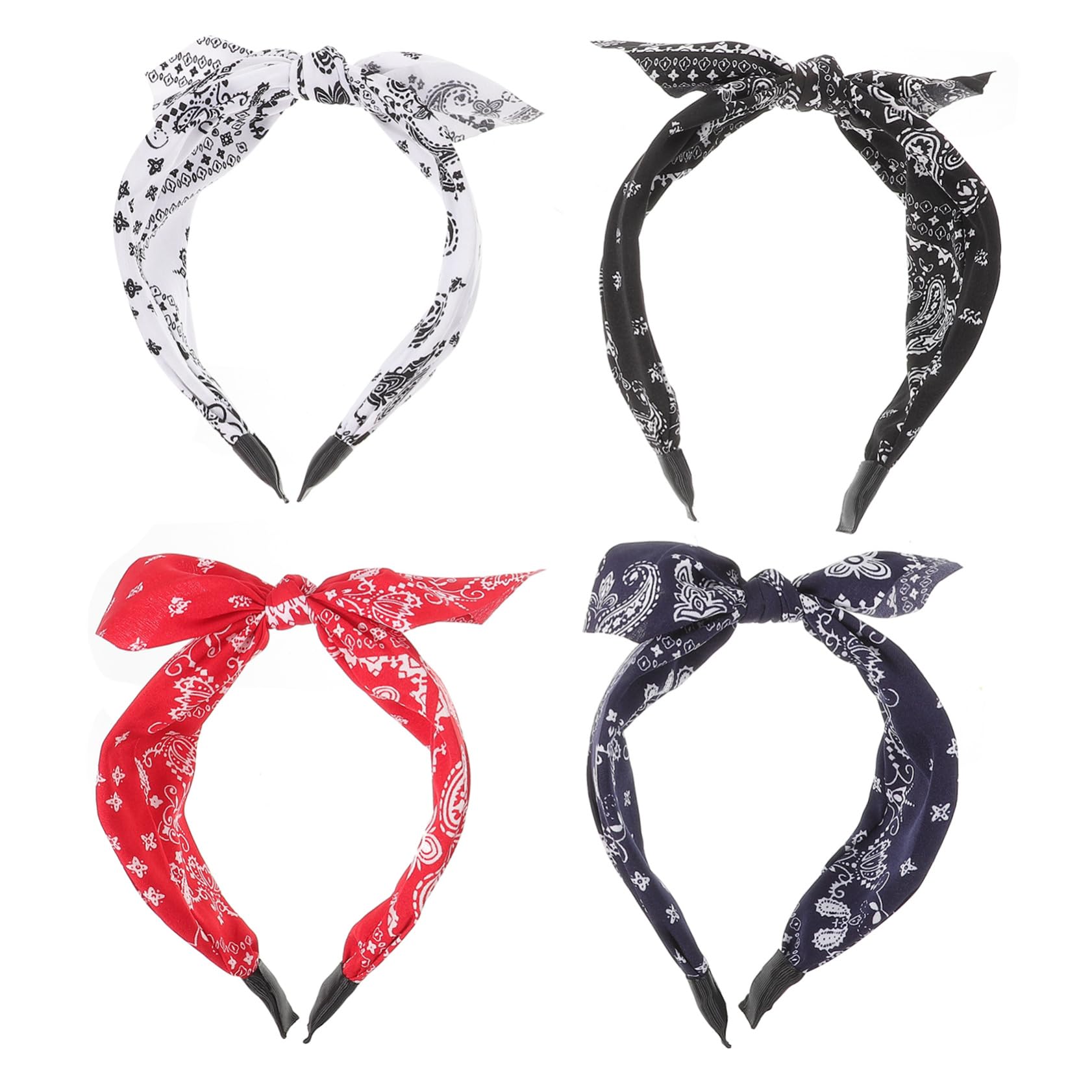 FRCOLOR 2 Set Di Fasce Per Eleganti Per Adulti Per Donne Fasce Grandi Per Per Con Fiocco E Nodo Bandana 4 Pezzi * 2