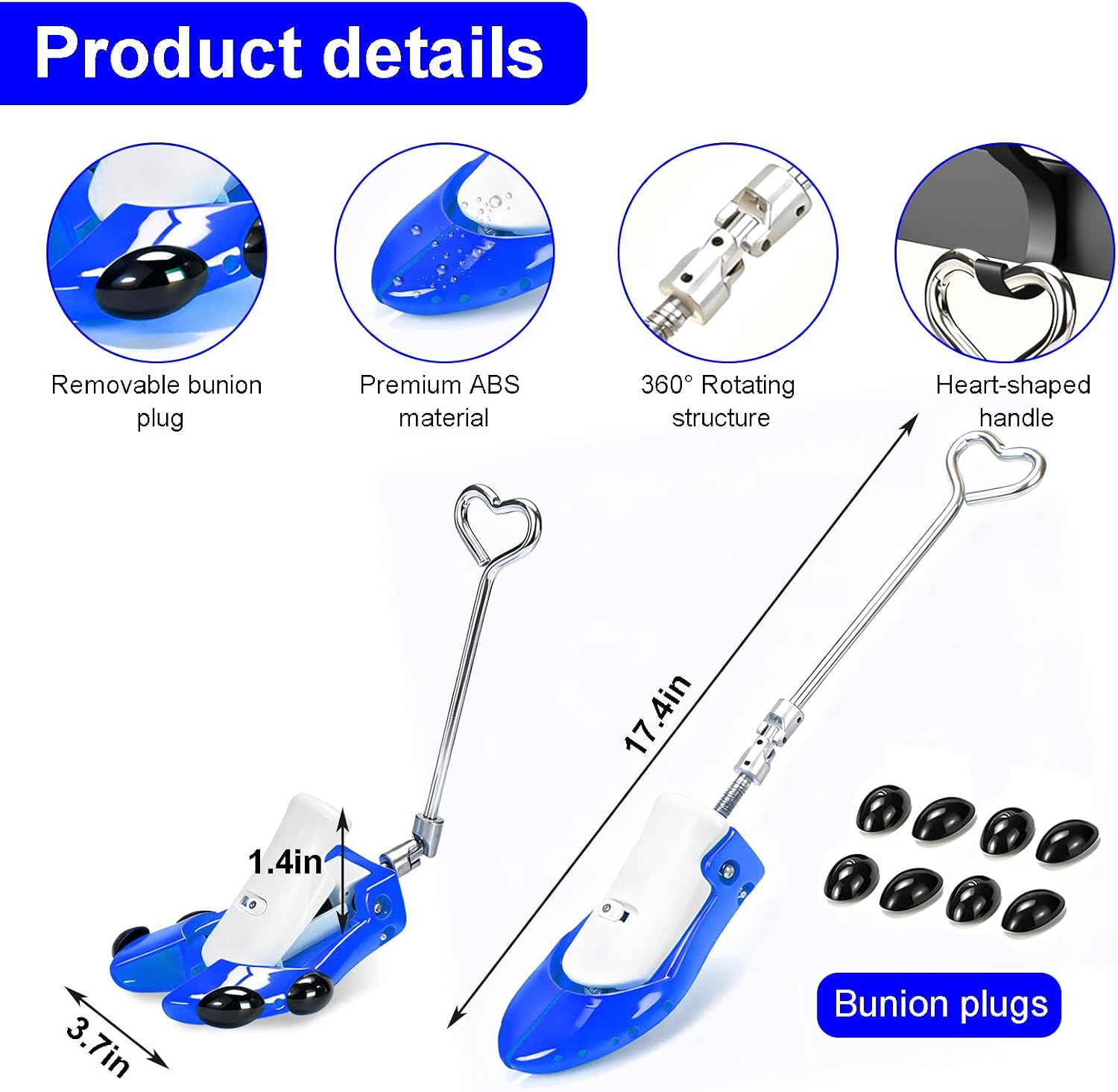 Boot Stretchers for Cowboy Boots Shoe Stretcher for Wide Feet Men Shoe Trees Adjustable Length & Width for Men Women (Blue, XL)