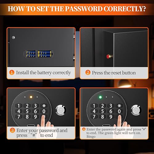 Miniatura 4 de WASJOYE Caja fuerte para gabinete de seguridad, caja fuerte para el hogar con teclado digital, cerradura de llave de seguridad, segura a prueba de