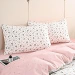 Duvet Cover King Floral 100% Brushed Microfiber 3 Pieces Fresh Chic Garden Style Pink Botanical Flower Printed Pattern King Floral Duvet Cover with Zipper Closure (Floral, King)