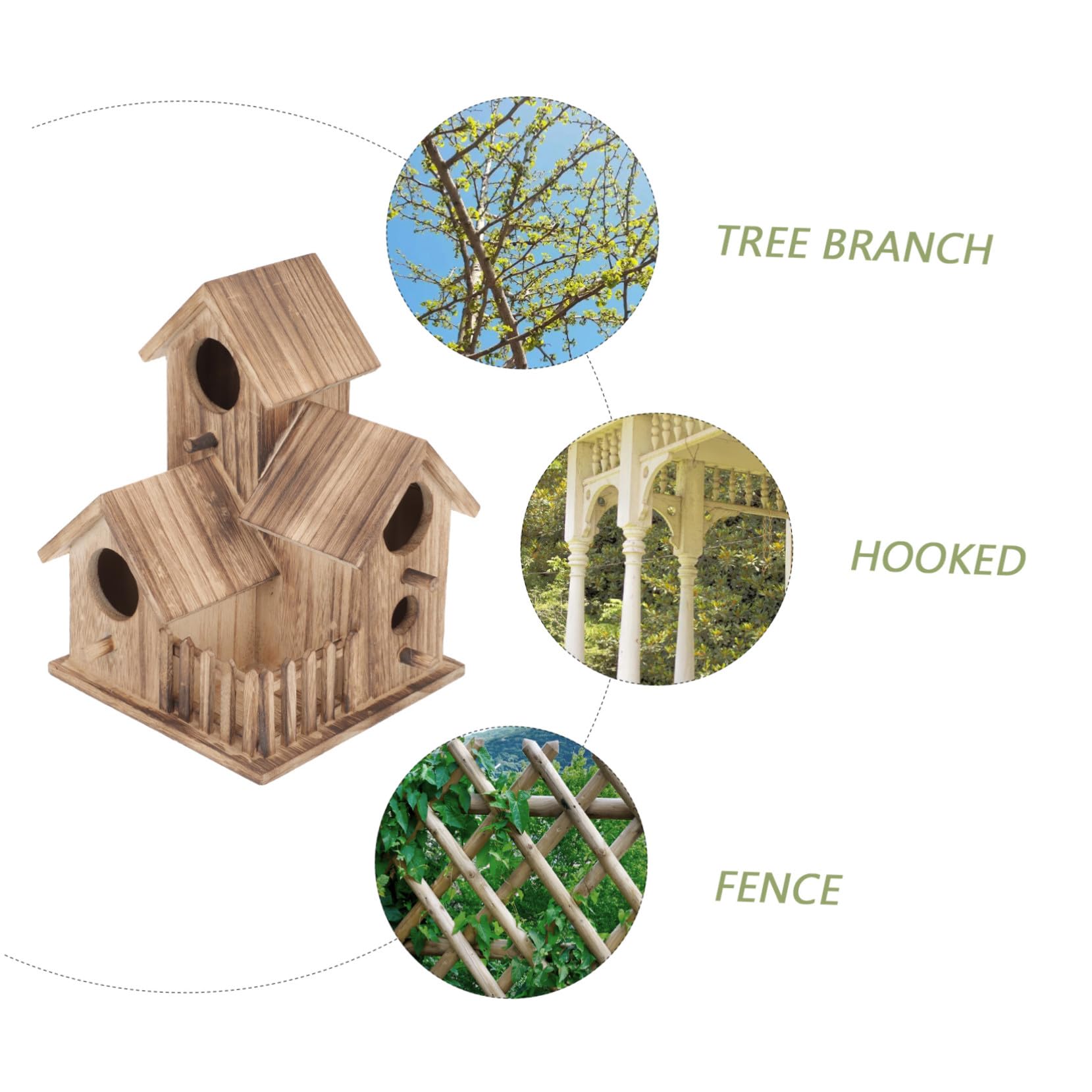 Gadpiparty Villa Nido De Pájaro Caseta De Madera para Pájaros Independiente para Jardín Nido De Madera para Periquitos Artículos para Cría De Aves Caseta De Anidación