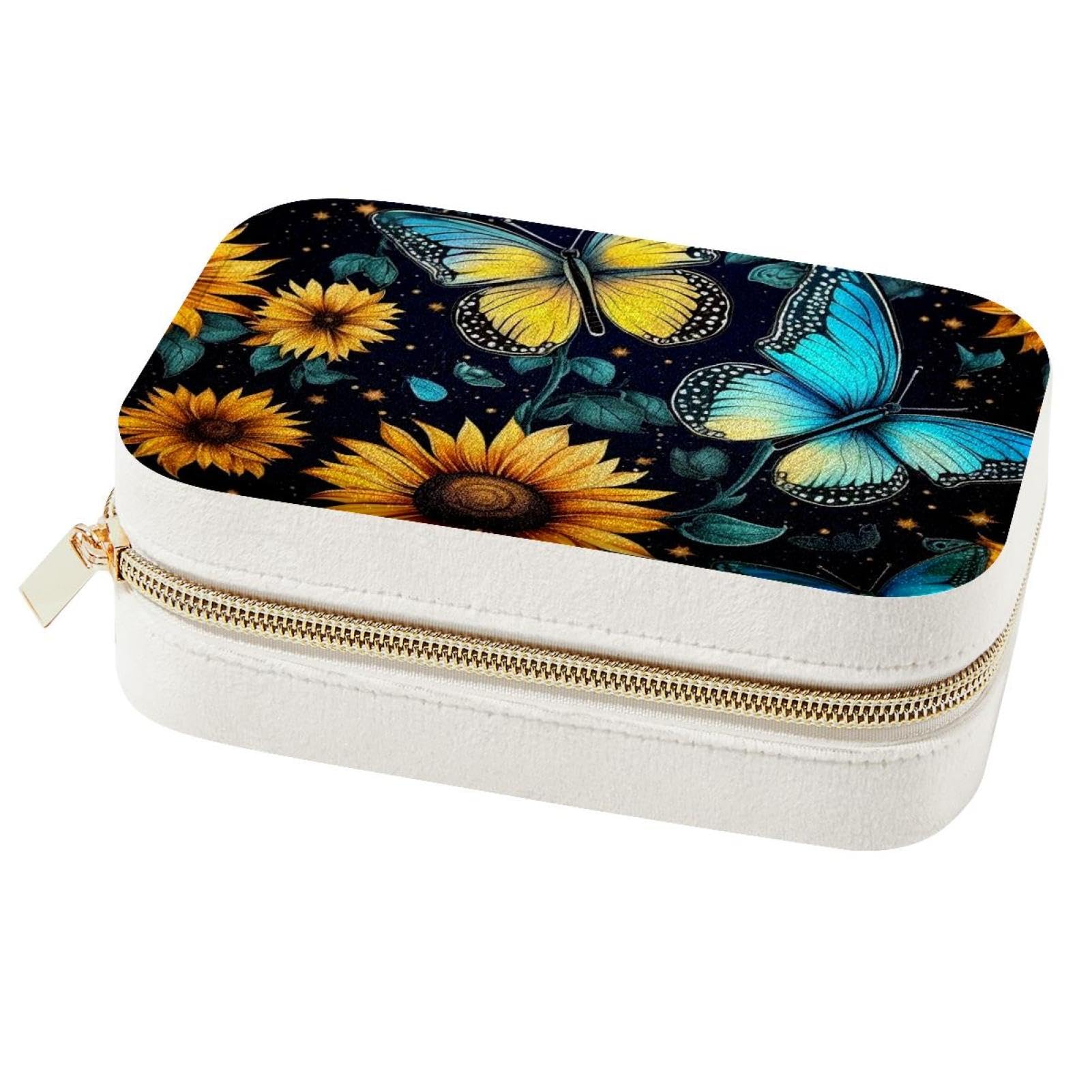 Boîte à bijoux de voyage tournesol pour bagues et colliers