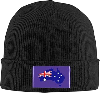 Beanie for Men Women Australia Australia Day Borders Slouchy Beanie Reversible Winter Knit Caps Soft Stocking Cuffed Hat Unisex Fashion Trend Classic Autumn Winter Hats Black