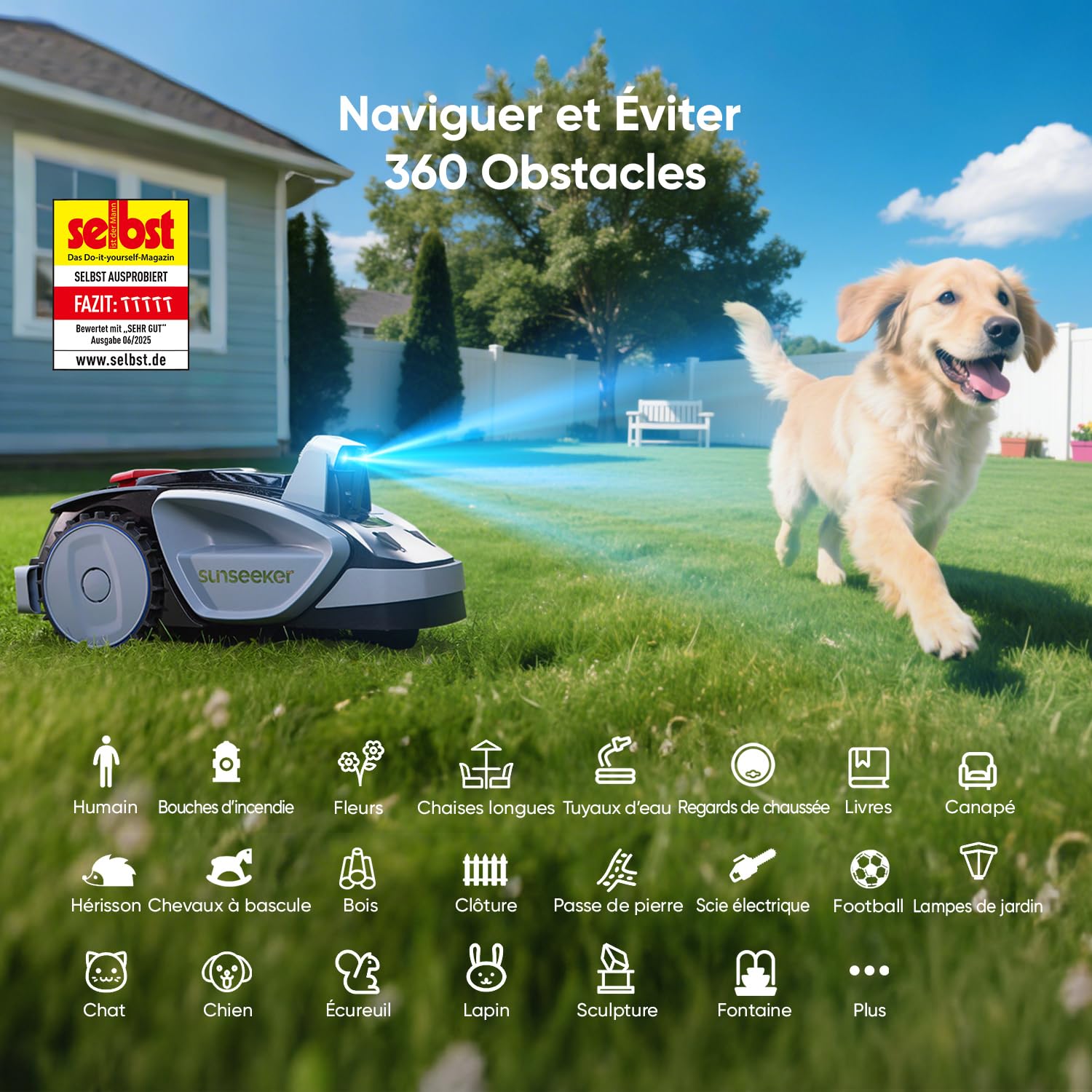 Sunseeker V3 Plus robot tondeuse 1000㎡ — vue 3