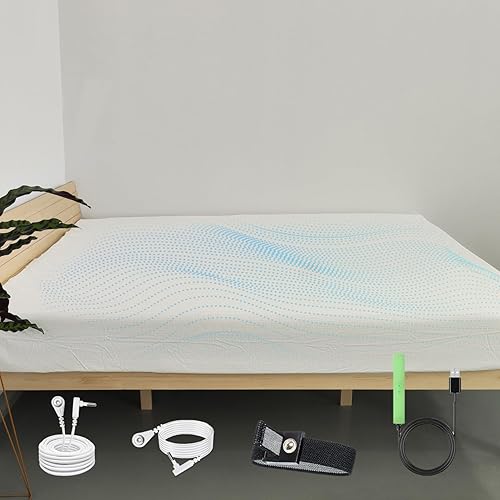 Amradield Hoja de tierra Faraday Protection Earthing Grounded King - Sábanas bajeras de tela de algodón de fibra plateada para cama y asientos para