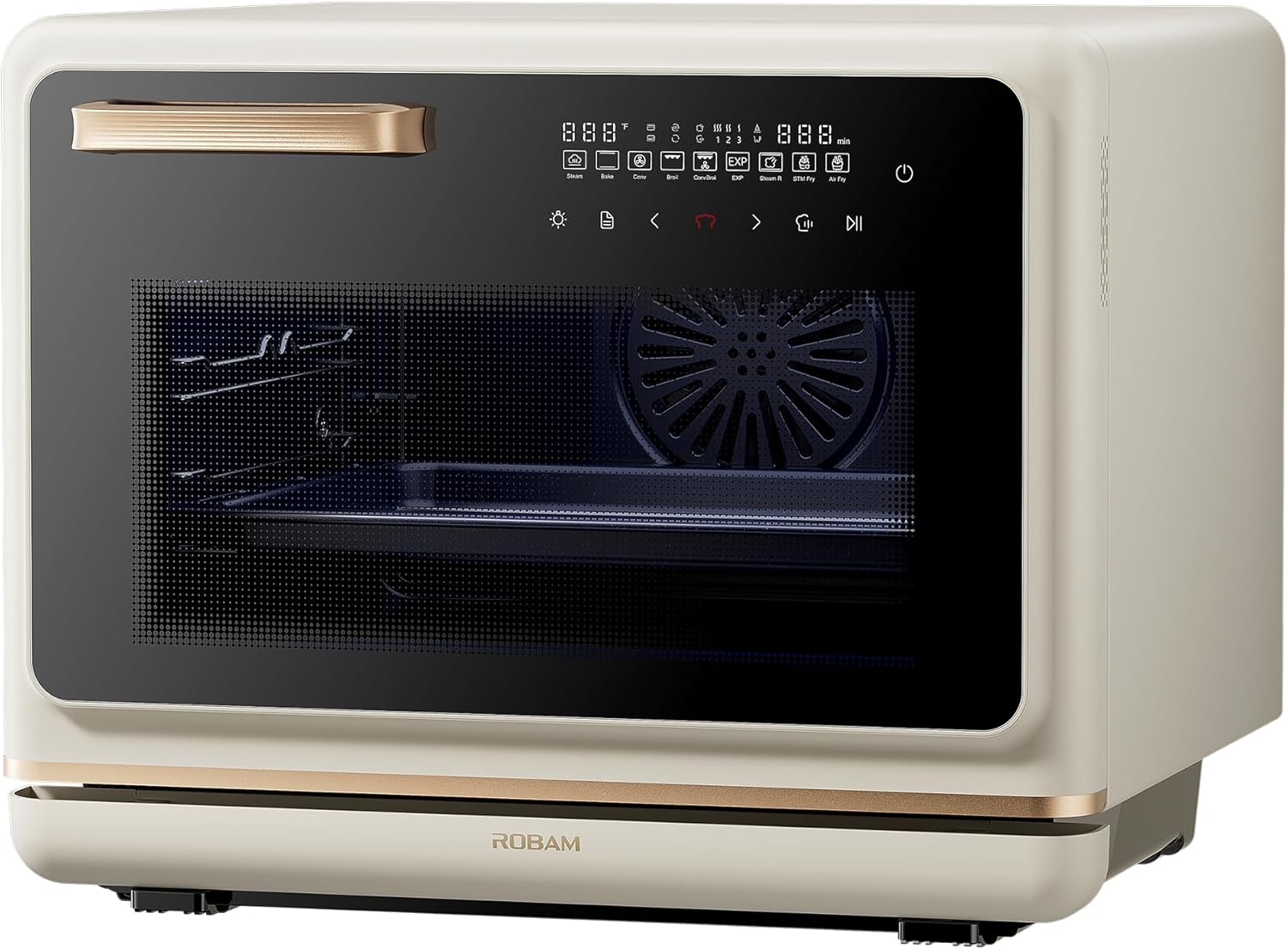ROBAM Toaster Air Fryer Oven Combo, Countertop Convection Cooker with Bake & Fry, 1.2 Cu.Ft Large Capacity Combi Steam Oven, 32 Preset Recipes, Smart Touch Precise Temp Control, Multi-Stage (White)
